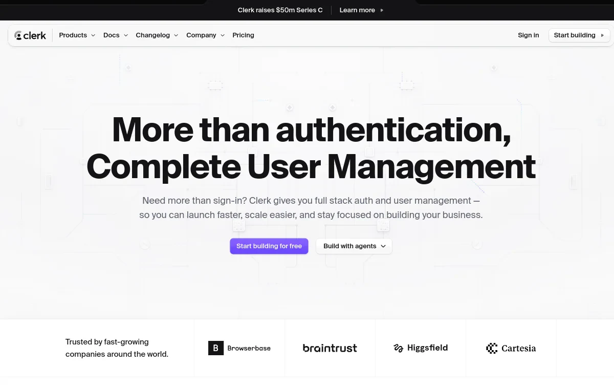 Clerk website screenshot from Sitehunter