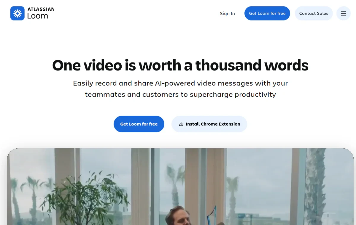Loom website screenshot from Sitehunter