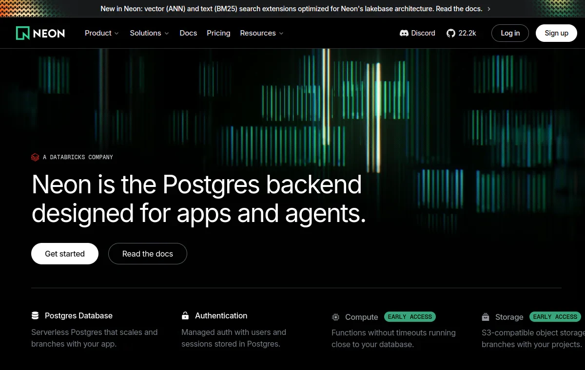 Neon website screenshot from Sitehunter