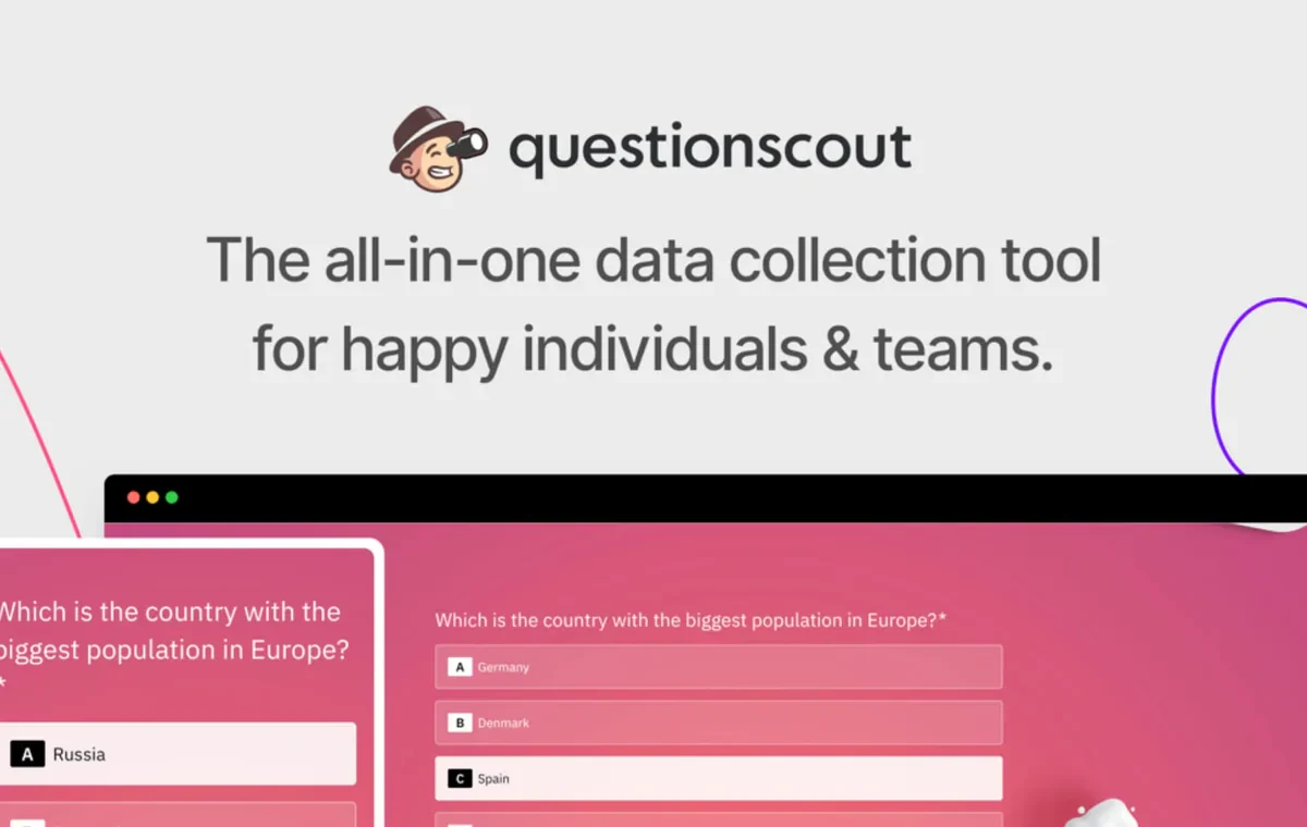 QuestionScout website screenshot from Sitehunter