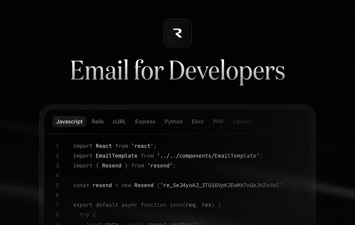 Resend website screenshot from Sitehunter