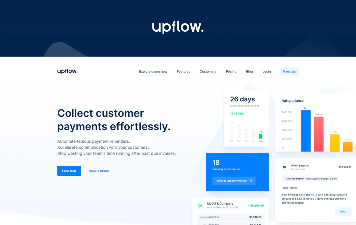 Upflow website screenshot from Sitehunter